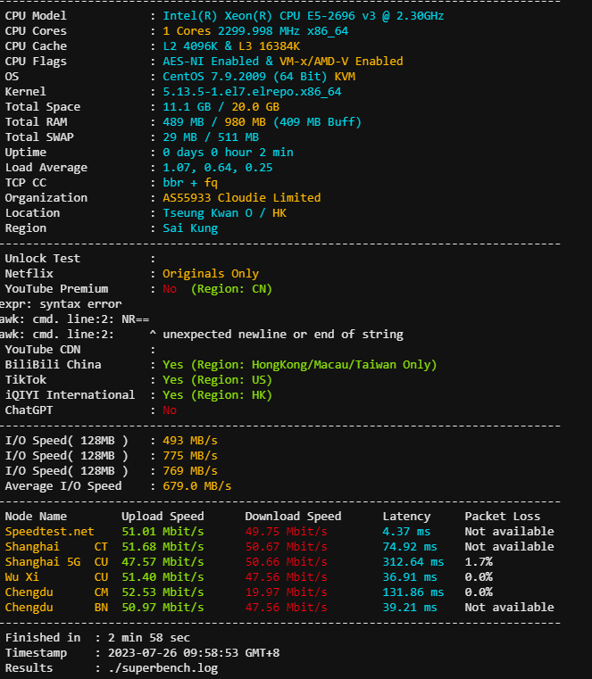 狗云(dogyun)香港BGP线路经典云使用体验(hk.cld.s)